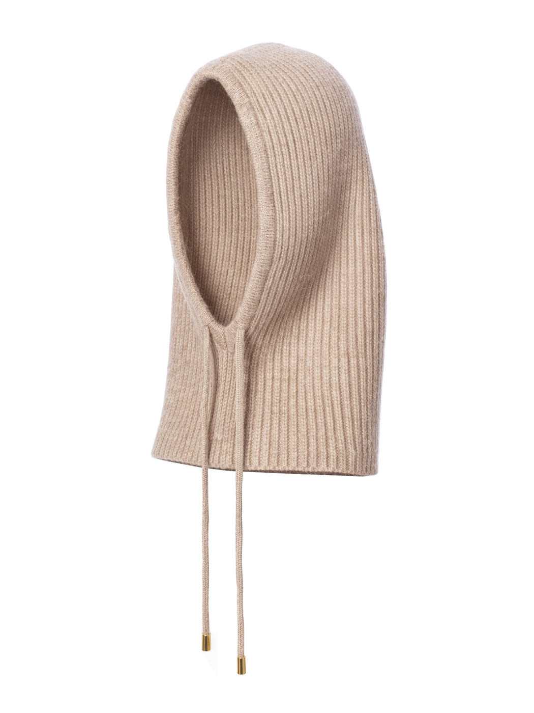 CAPPELLO IN MAGLIA CON LACCI , 100%PC, MADE IN PRC             - BEIGE